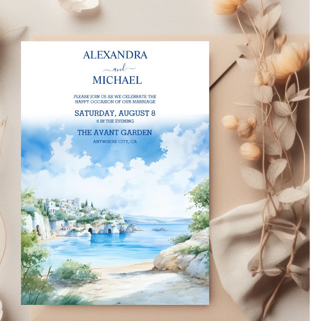 Invitation Grèce paysage Mariage Santorini (Créateur téléchargé)