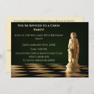 Invitation Green 30th Birthday Party Chess Bishop