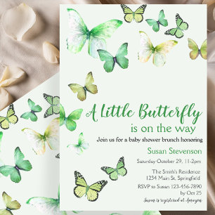 Invitation Green A Little Butterfly Baby shower