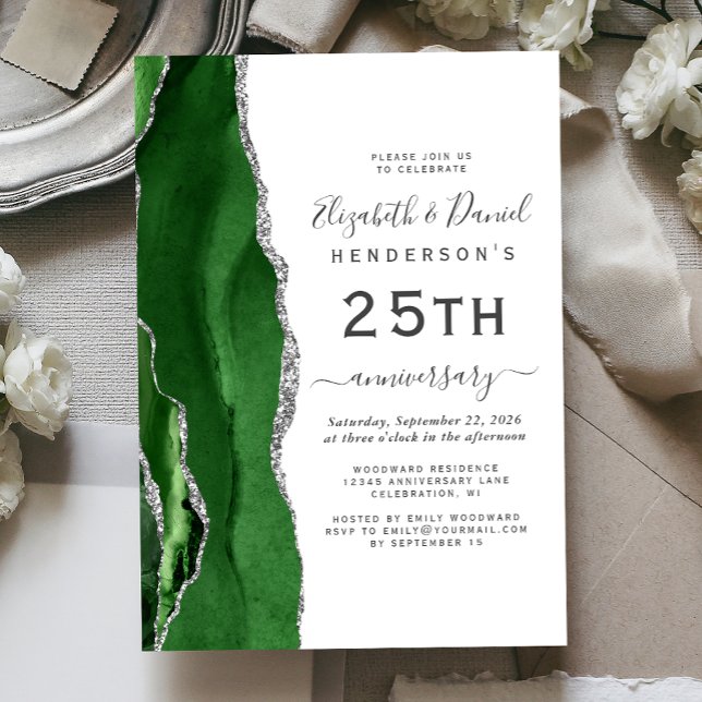 Invitation Green Agate Silver 25th Anniversary (Créateur téléchargé)