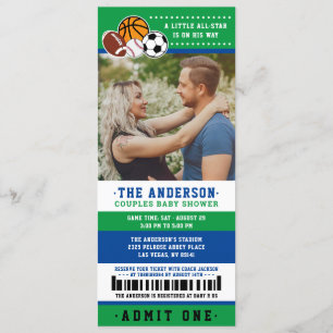 Invitation Green All Star Sport Ticket Couples Douche Photo