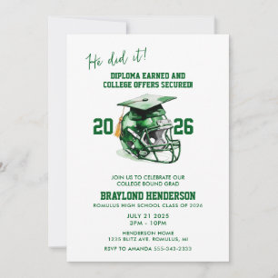 Invitation Green American Football Party