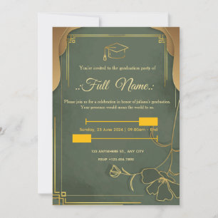 Invitation Green and Gold Luxury Graduation Party