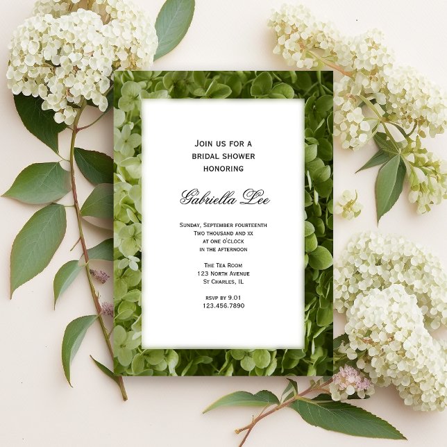 Invitation Green Annabelle Hydrangea Flower Fête des mariées (Créateur téléchargé)