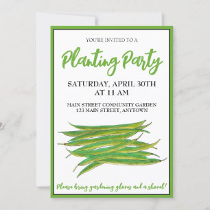 Invitation Green Beans Veg Vegetable Community Garden Party