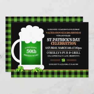 Invitation Green Beer St. Patricks Day Fête d'anniversaire ad