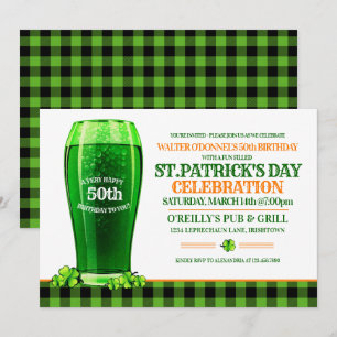 Invitation Green Beer St. Patricks Day Fête d'anniversaire ad