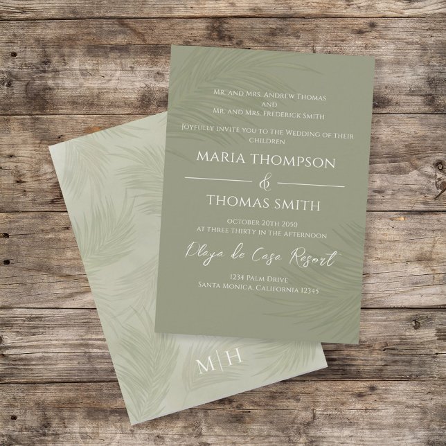 Invitation Green Boho Palm Feuille Botanical Tropical Green (Créateur téléchargé)