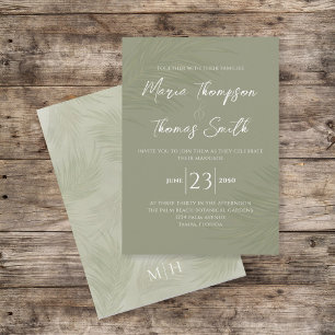 Invitation Green Boho Palm Feuille Botanique Élégant Vert