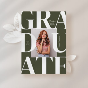 Invitation Green Bold Modern Classic Photo Graduation
