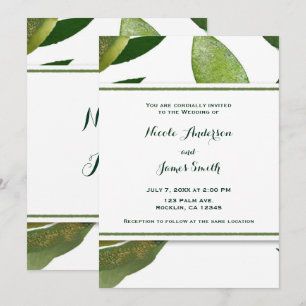 Invitation Green Botanical Glam Plante Feuilles Élégant maria