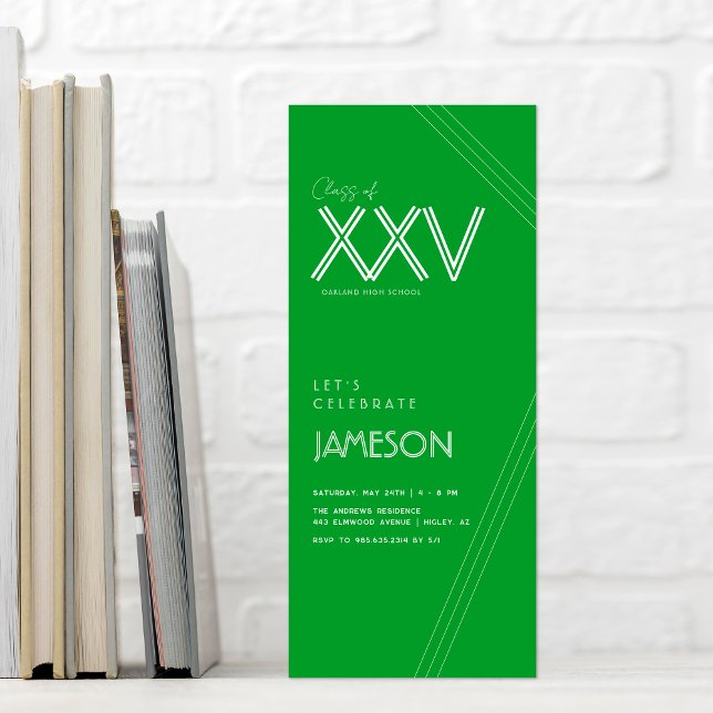 Invitation Green | Classe moderne de XXV Graduation Party (Créateur téléchargé)