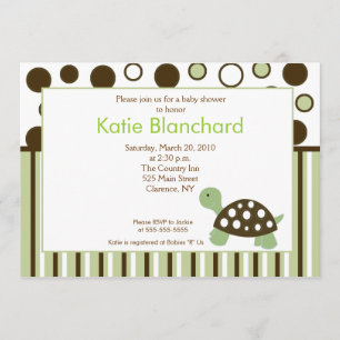 Invitation Green Dot Mod Turtle Baby shower 5x7 tendance