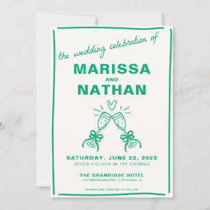 Invitation Green Drake Together Champagne Photo Mariage