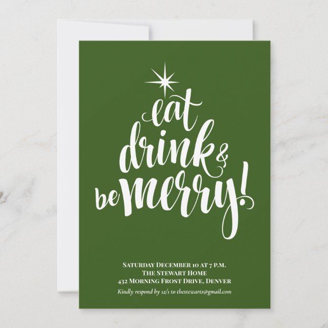 Invitation Green Eat Drink & Be Joyeux Noël Party (Devant)