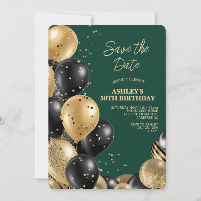 Invitation Green Elegant 50th Birthday (Devant)