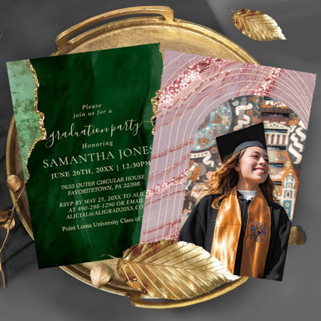 Invitation Green Emerald Belle Graduation (Créateur téléchargé)