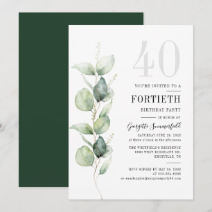 Invitation Green Eucalyptus 40e anniversaire