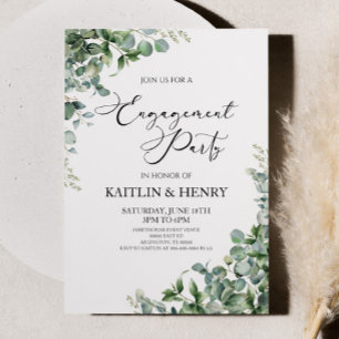 Invitation Green Eucalyptus Feuille Botanical Engagement Part