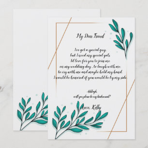 Invitation Green Floral Gold     Foilwill sera ma femme de ch