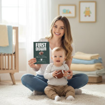 Green Football First Birthday Invite