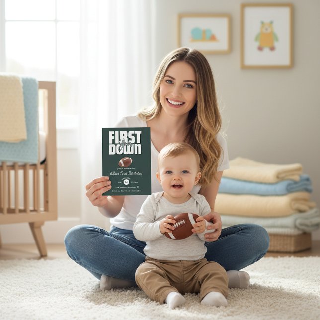 Invitation Green Football First Birthday Invite (Créateur téléchargé)