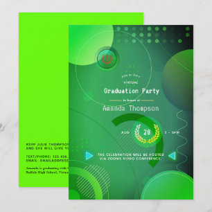 Invitation Green Geometry Virtual Graduation Party