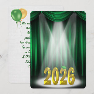Invitation Green & Gold 2025 Graduation en vedette