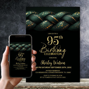 Invitation Green Gold Braid 95e fête d'anniversaire