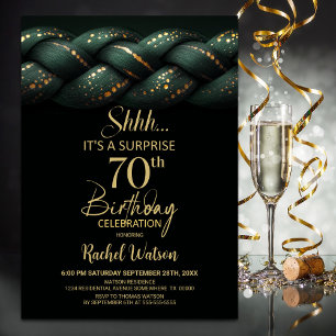 Invitation Green Gold Braid Surprise 70e anniversaire