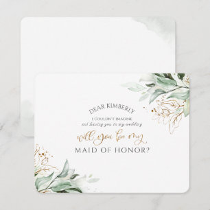 Invitation Green Gold Maid of Honor / Bridesmaid Proposition