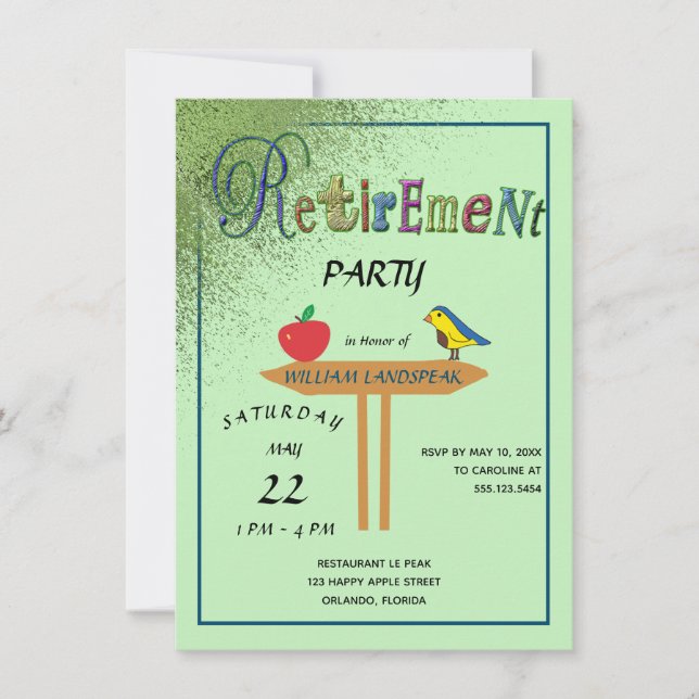 Invitation Green Gold Parties scintillant et Red Apple joyeus (Devant)