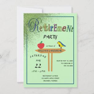 Invitation Green Gold Parties scintillant et Red Apple joyeus