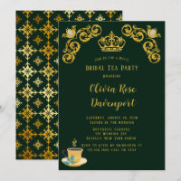 Green & Gold Royal Crown Damask Bride Tea Party