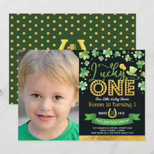 Invitation Green Gold Shamrock Lucky Charm 1er Anniversaire P