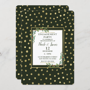 Invitation Green & Gold Snow Holiday Party