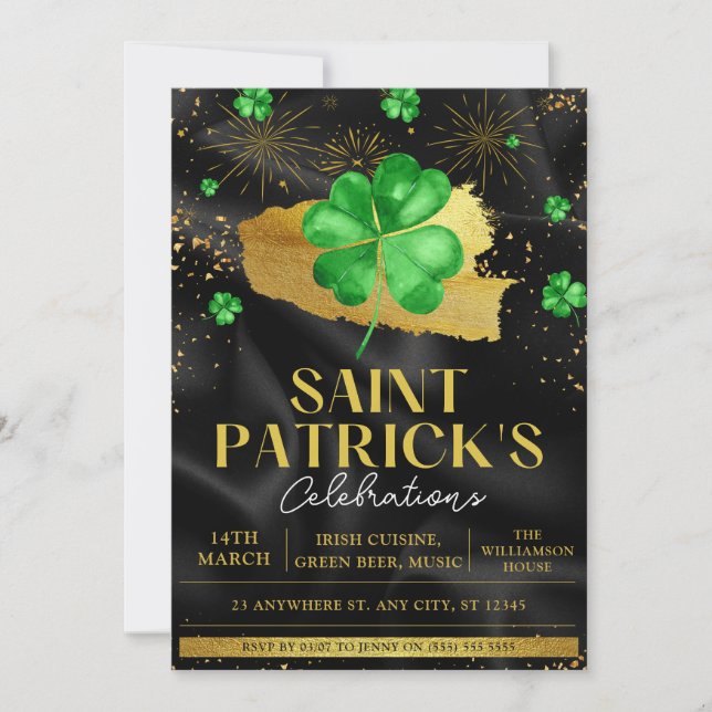 Invitation Green & Gold St. Patrick's Day Celebration Party I (Devant)