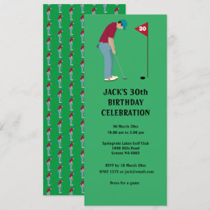 Invitation Green Golfer Putting Golf Ball Thème