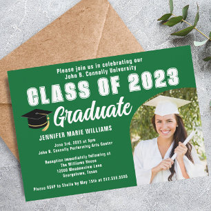Invitation Green Graduate Photo Custom Graduate Party