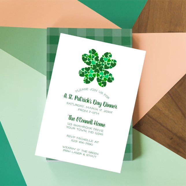 Invitation Green Hearts Shamrock St. Patricks Day Party (Créateur téléchargé)