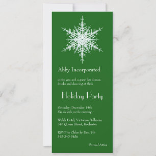 Invitation Green Holiday Snowflake