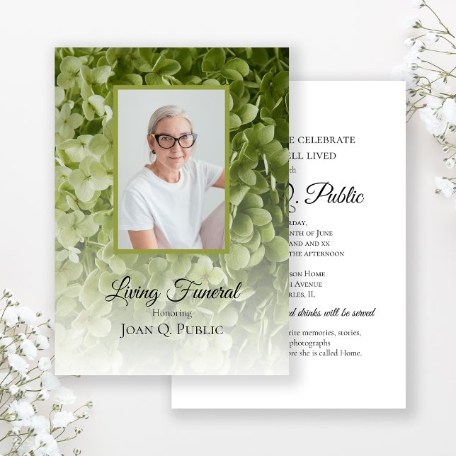 Invitation Green Hydrangea Floral Living Funeral Party (Créateur téléchargé)
