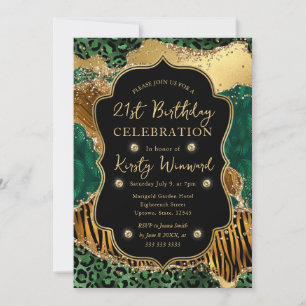 Invitation Green Jungle Safari Parties scintillant Agate 21e 