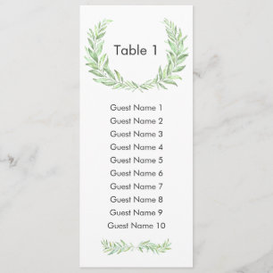 Invitation Green Laurel Wreath Guest Seating Plan