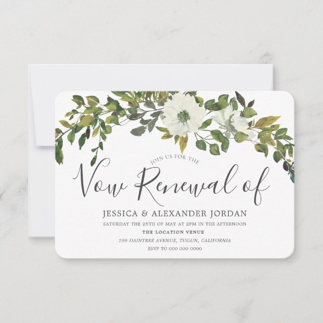Invitation Green Leaf Russe Pays Renouvellement de Vow (Devant)