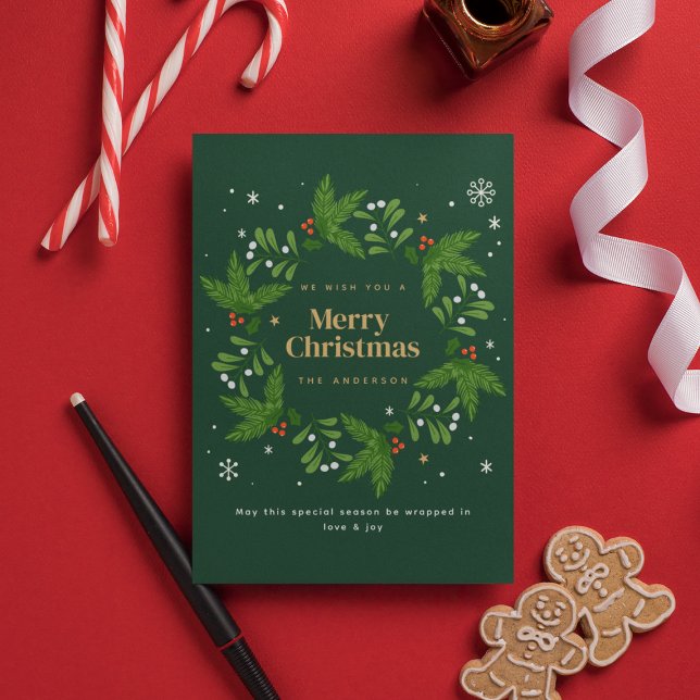 Invitation Green Leave Snowflake Joyeux Noël (Créateur téléchargé)