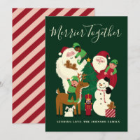 Green Merrier Together Père Noël et Friends Card