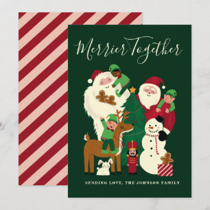 Invitation Green Merrier Together Père Noël et Friends Card