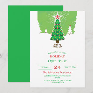 Invitation Green Merry Christmas