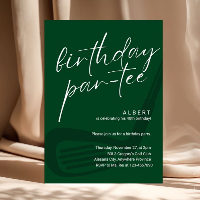 Invitation Green Minimalist Men Golf Birthday Par-Tee (lets par tee, modern, trendy golf invitation, golf theme birthday, golf invitations, golf birthday p)